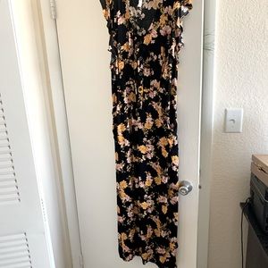 Long black floral jumpsuit